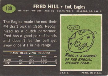 1969 Topps #130 Fred Hill Back