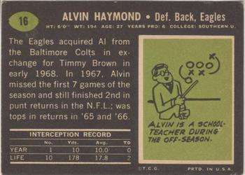 1969 Topps #16 Alvin Haymond Back