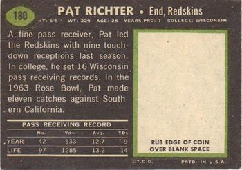 1969 Topps #180 Pat Richter Back