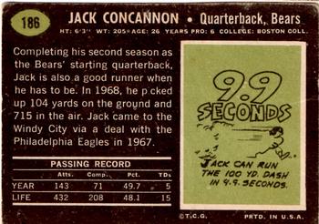 1969 Topps #186 Jack Concannon Back