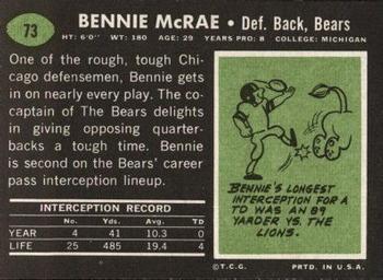 1969 Topps #73 Bennie McRae Back