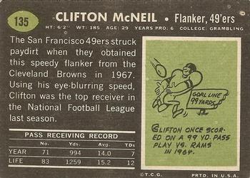 1969 Topps #135 Clifton McNeil Back