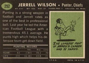 1969 Topps #252 Jerrel Wilson Back