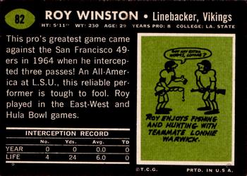 1969 Topps #82 Roy Winston Back