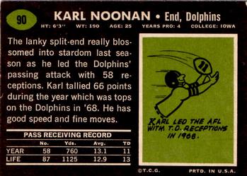 1969 Topps #90 Karl Noonan Back