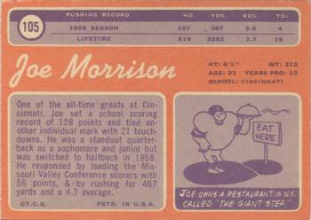 1970 Topps #105 Joe Morrison Back
