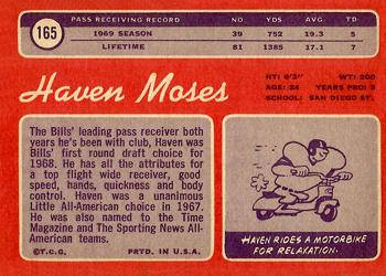1970 Topps #165 Haven Moses Back