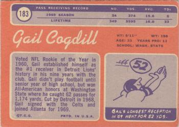 1970 Topps #183 Gail Cogdill Back