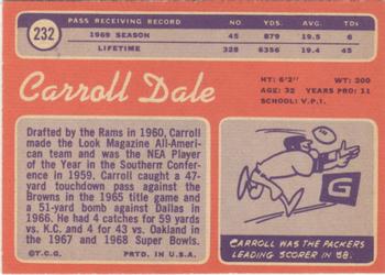 1970 Topps #232 Carroll Dale Back