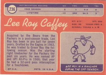 1970 Topps #236 Lee Roy Caffey Back