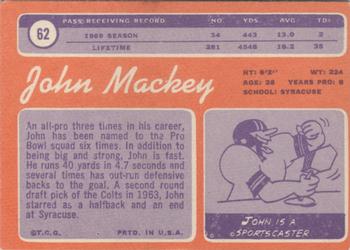 1970 Topps #62 John Mackey Back