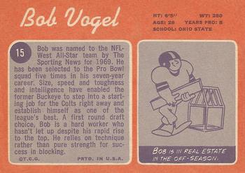 1970 Topps #15 Bob Vogel Back