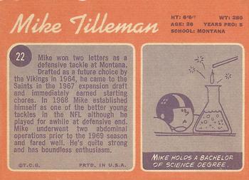 1970 Topps #22 Mike Tilleman Back