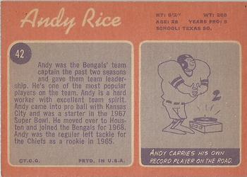 1970 Topps #42 Andy Rice Back