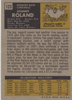 1971 Topps #123 Johnny Roland Back