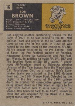 1971 Topps #16 Bob Brown Back