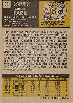 1971 Topps #69 Miller Farr Back