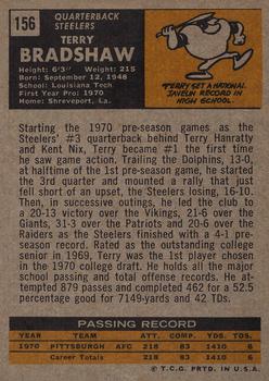 1971 Topps #156 Terry Bradshaw Back