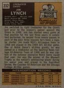 1971 Topps #232 Jim Lynch Back