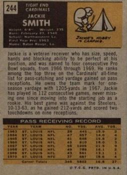 1971 Topps #244 Jackie Smith Back