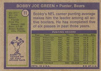 1972 Topps #11 Bobby Joe Green Back
