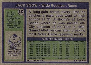 1972 Topps #152 Jack Snow Back