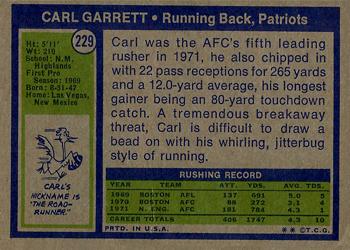1972 Topps #229 Carl Garrett Back