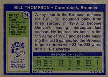 1972 Topps #24 Bill Thompson Back