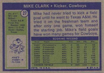 1972 Topps #27 Mike Clark Back
