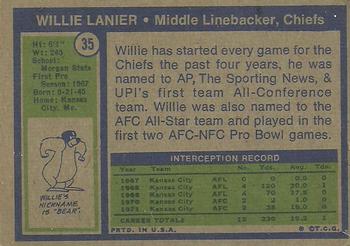 1972 Topps #35 Willie Lanier Back