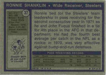 1972 Topps #37 Ronnie Shanklin Back