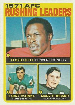 1972 Topps #1 1971 AFC Rushing Leaders (Floyd Little / Larry Csonka / Marv Hubbard) Front
