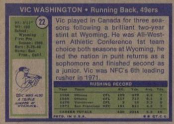 1972 Topps #22 Vic Washington Back