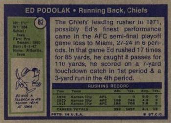 1972 Topps #82 Ed Podolak Back