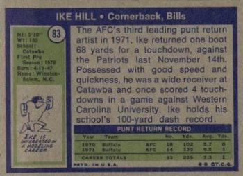 1972 Topps #83 Ike Hill Back