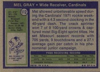 1972 Topps #112 Mel Gray Back