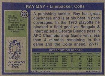 1972 Topps #297 Ray May Back