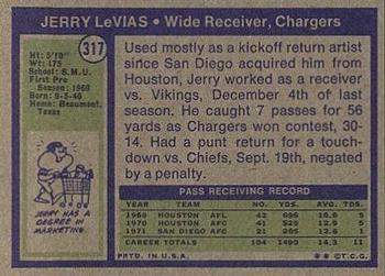 1972 Topps #317 Jerry LeVias Back