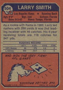 1973 Topps #504 Larry Smith Back