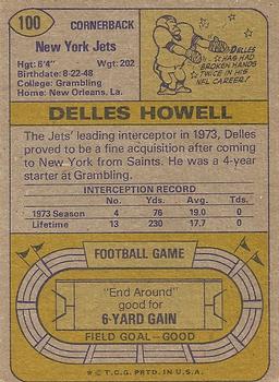 1974 Topps #100 Delles Howell Back