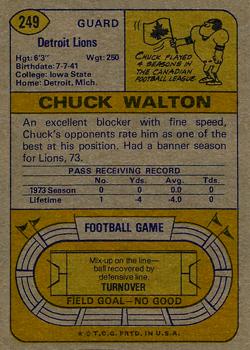 1974 Topps #249 Chuck Walton Back
