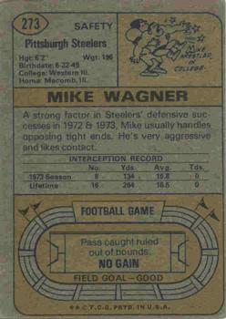 1974 Topps #273 Mike Wagner Back