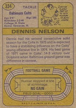 1974 Topps #334 Dennis Nelson Back