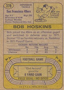 1974 Topps #378 Bob Hoskins Back