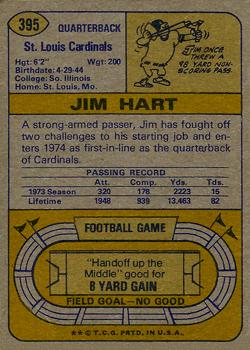 1974 Topps #395 Jim Hart Back
