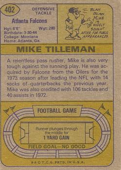 1974 Topps #402 Mike Tilleman Back