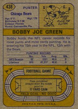 1974 Topps #438 Bobby Joe Green Back