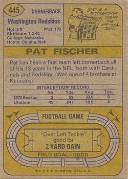 1974 Topps #445 Pat Fischer Back