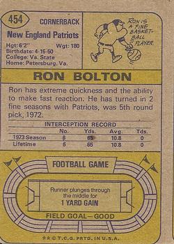 1974 Topps #454 Ron Bolton Back