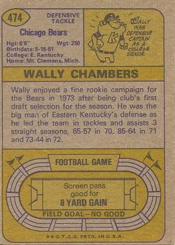 1974 Topps #474 Wally Chambers Back